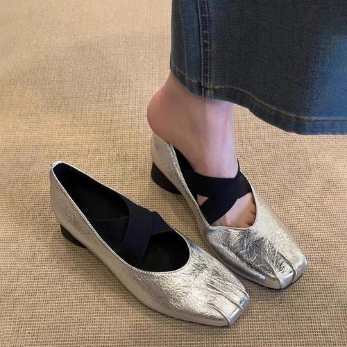Damen elegante Ballerina-Schuhe mit modernem Riemendesign und komfortablem Absatz EB