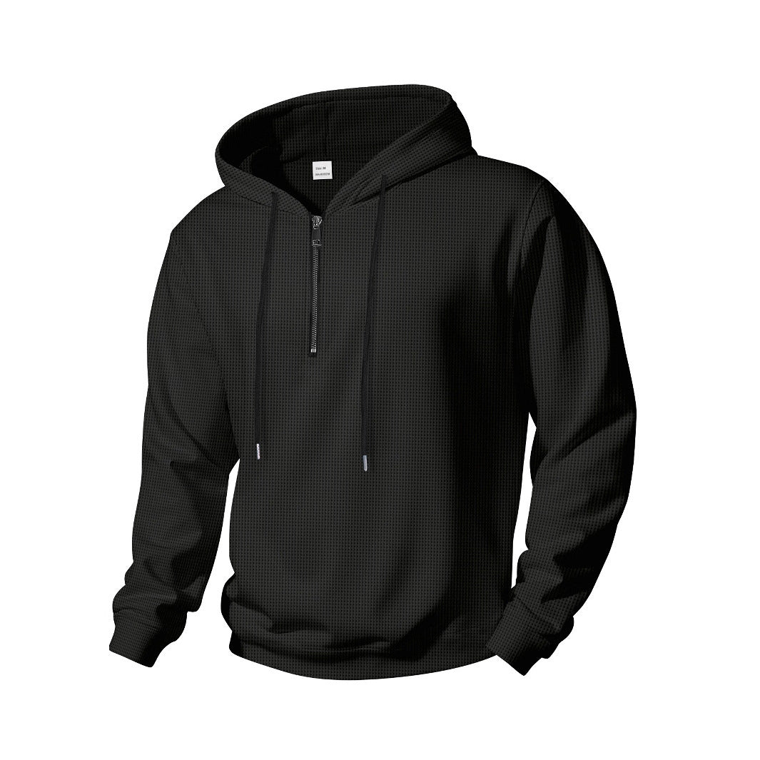 Herren nan Halbzip-Kapuzenpullover aus Baumwollmix mit Kordelzug und elastischen Rippbündchen EB