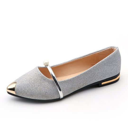 Damen Ballerinas mit funkelndem Glitzermaterial und eleganter Applikation EB