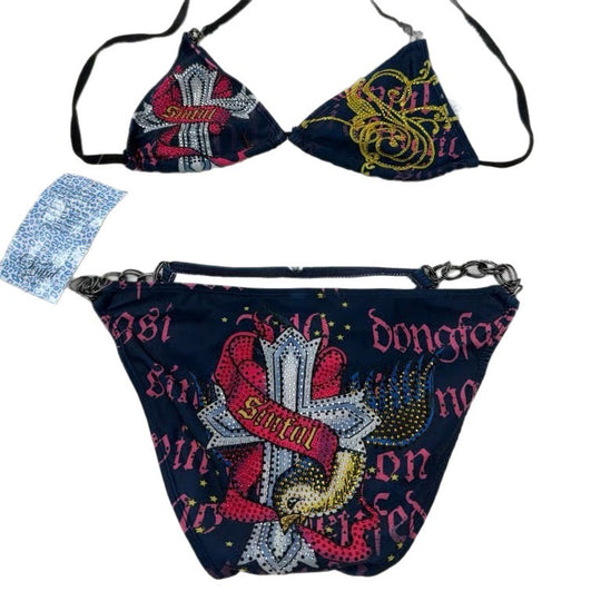 Damen Triangel-Bikini mit auffälligem Grafikumrandung EB