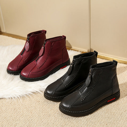 Damen modische Stiefel mit seitlichem Reißverschluss und bequemer Sohle EB