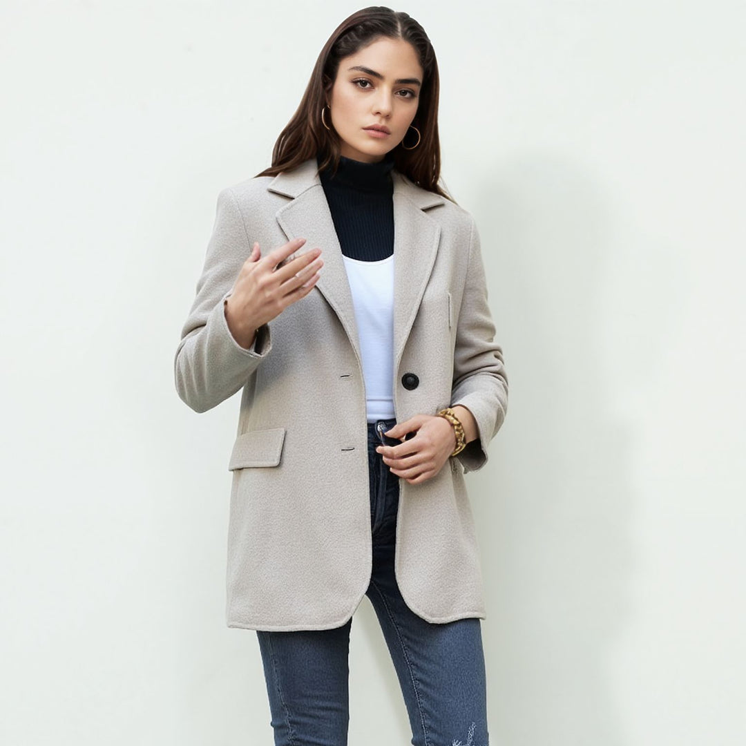 Damen elegante Boucle-Blazerjacke EB