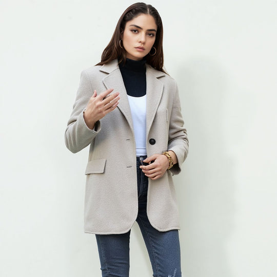 Damen elegante Boucle-Blazerjacke EB