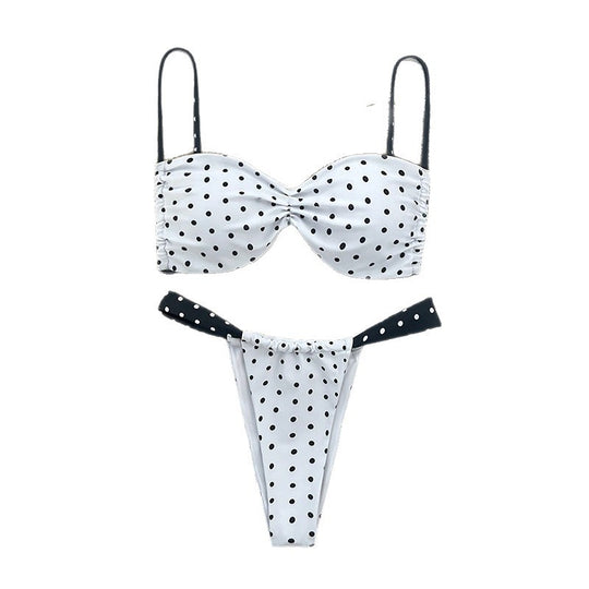 Damen Triangel-Bikini mit elastischen Trägern und Knoten-Detail EB