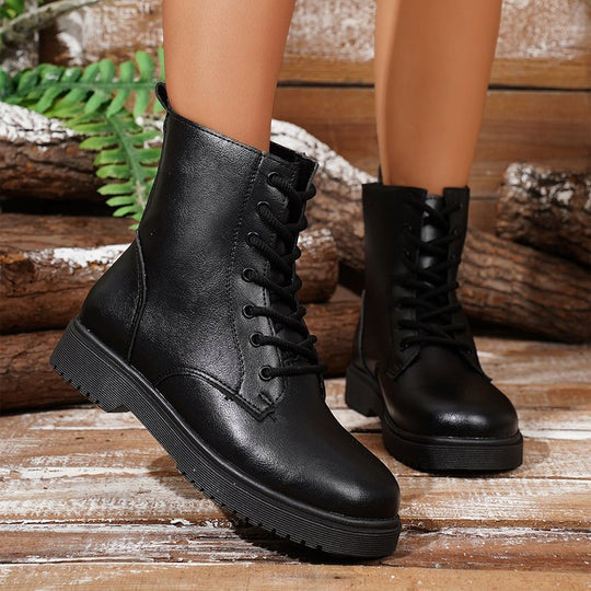 Damen robuste Schnürstiefel mit modischem Design und rutschfester Profilsohle EB