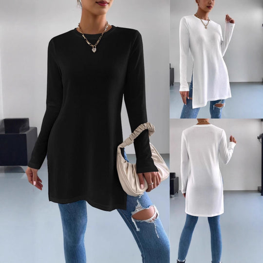 Damen Langarmshirt mit seitlichen Schlitzen und hochwertiger Verarbeitung EB