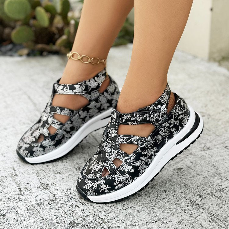 Damen Sportliche Sandalen mit floralem Muster EB