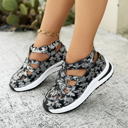Damen Sportliche Sandalen mit floralem Muster EB