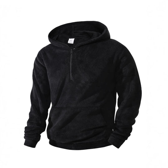 Herren nan kuscheliger Microfleece-Hoodie mit Halbzip, Kapuze und Kängurutasche EB
