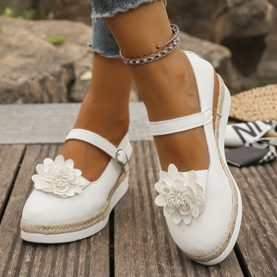 Damen Wedge-Sandaletten mit floraler Verzierungen und komfortabler Sohle EB