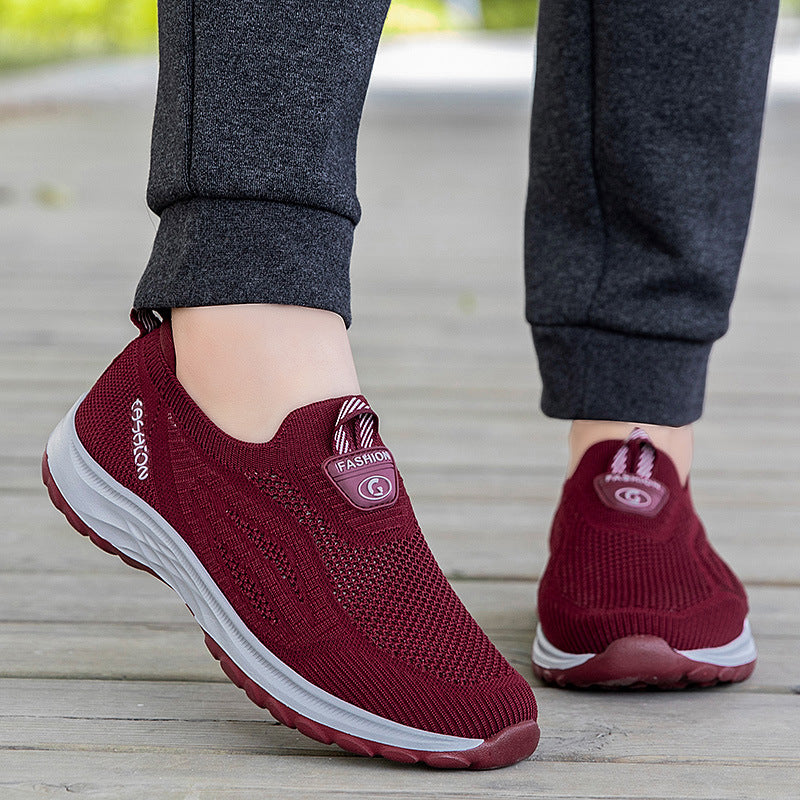 Damen Sportliche Slip-On Sneakers mit atmungsaktiver Mesh-Oberfläche EB