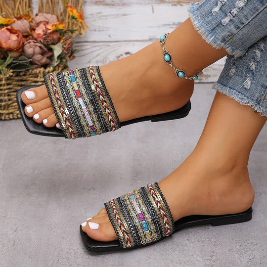 Damen Fancy Badeschuhe mit exquisite Perlenstickerei EB