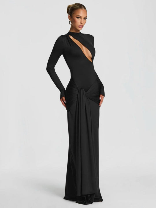 Damen Modisches Maxikleid mit asymmetrischem Ausschnitt EB