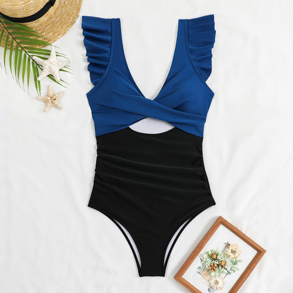 Damen Einteiliger Badeanzug mit voluminösen Rüschen und effektvollem Wickeldesign EB