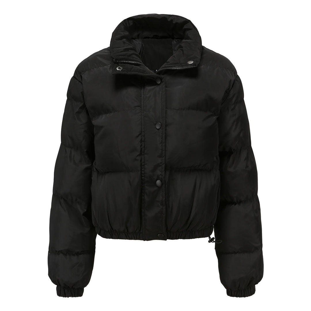 Damen nan kurze gesteppte Winterjacke mit Stehkragen und Kordelzug EB