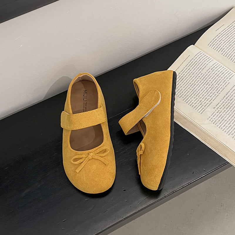 Damen Ballerinas mit praktischem Klettverschluss und verspieltem Schleifendetail EB
