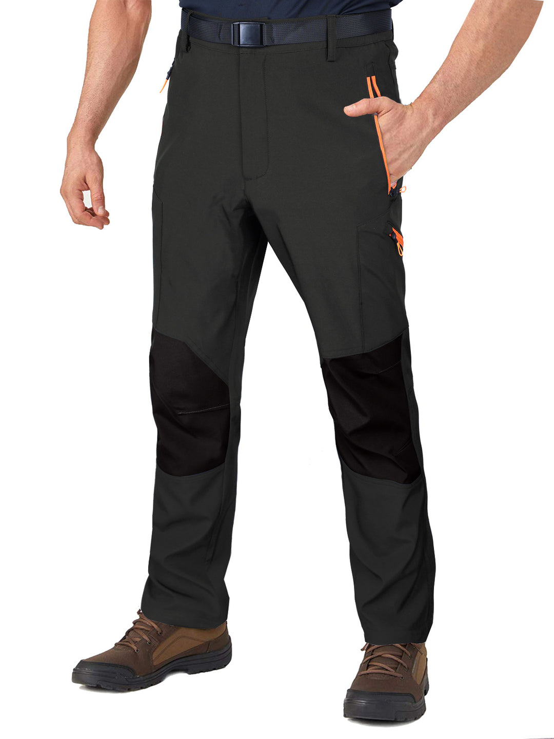 Men's  reinforced articulated hiking work trousers with zip utility pockets and abrasion-resistant knee panels EB