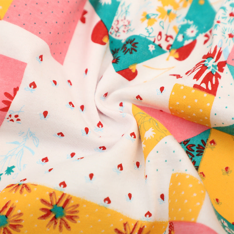 Mädchen Kurzarm Kleid mit fröhlichem Patchwork-Design EB