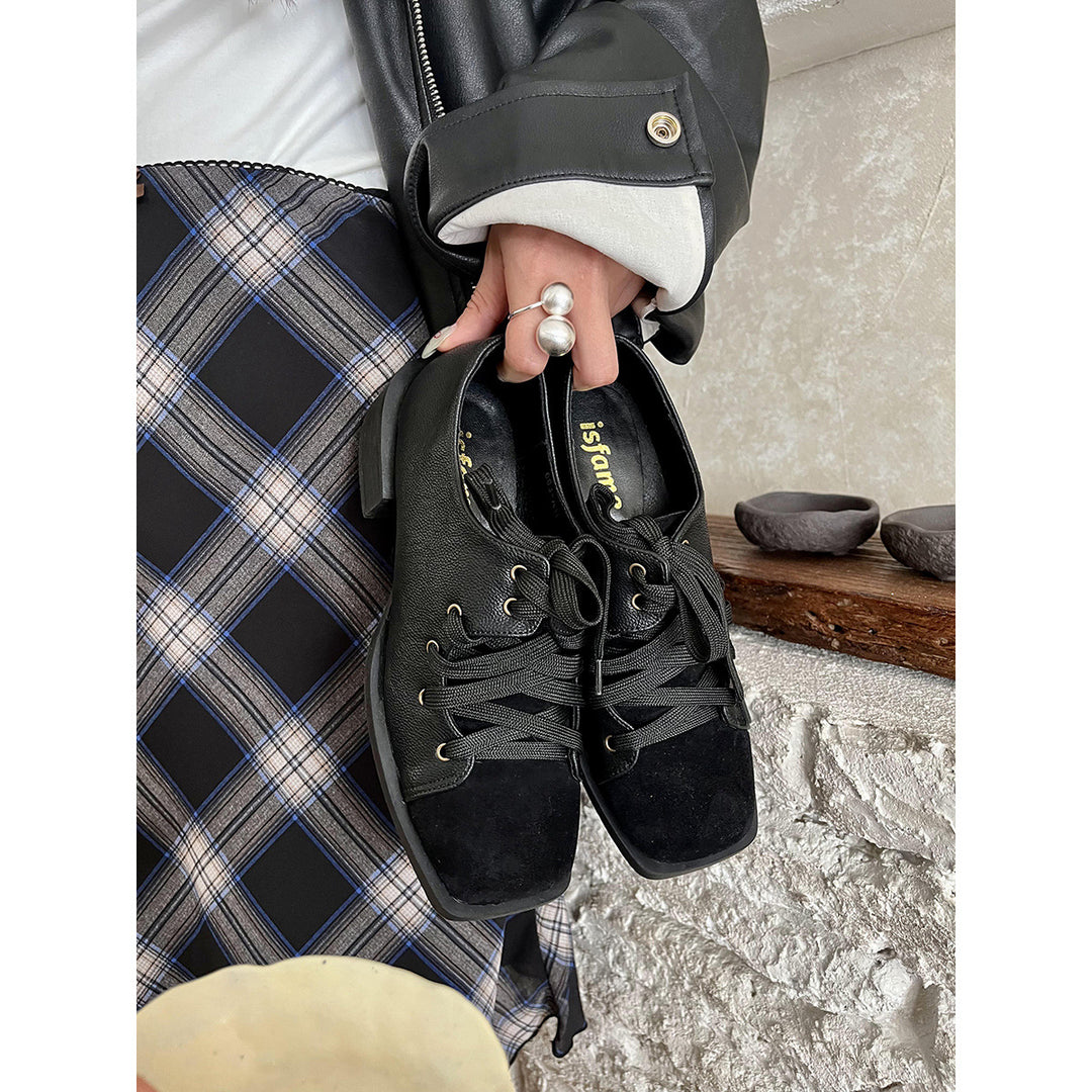 Damen sportliche Schnürschuhe aus Veloursleder mit rutschfester Sohle EB
