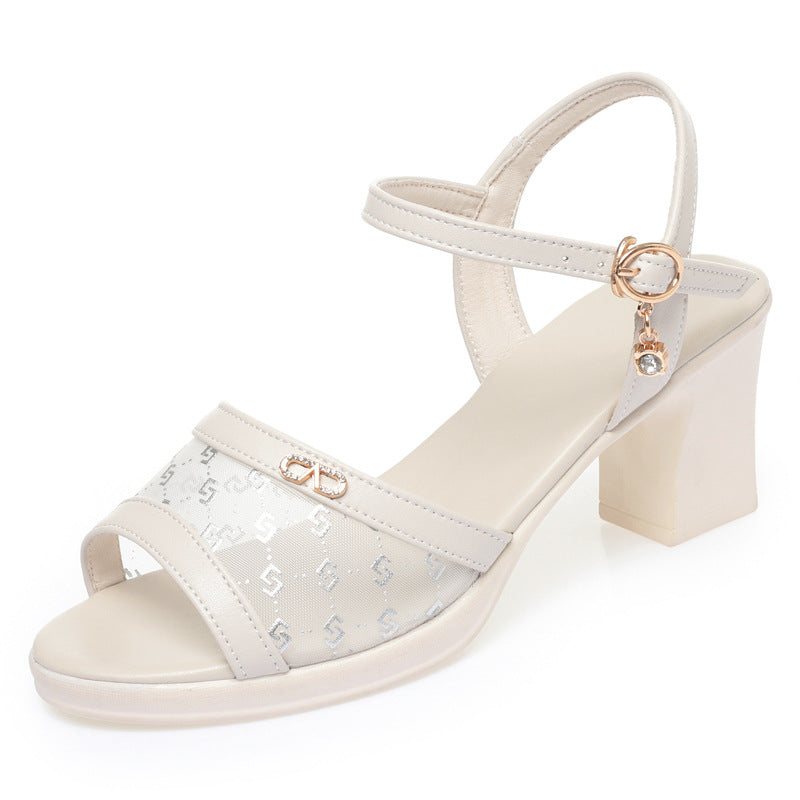 Damen Absatzsandalen mit verstellbarem Riemen und modischen Akzenten EB