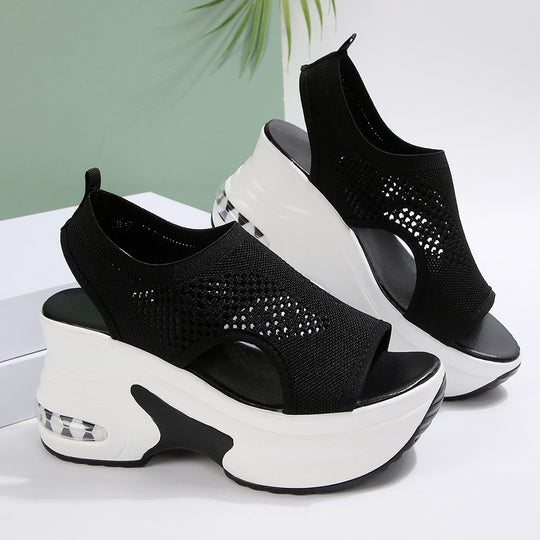 Damen Wedge-Sandalen mit atmungsaktiver Textil-Oberfläche und stoßdämpfender Sohle EB