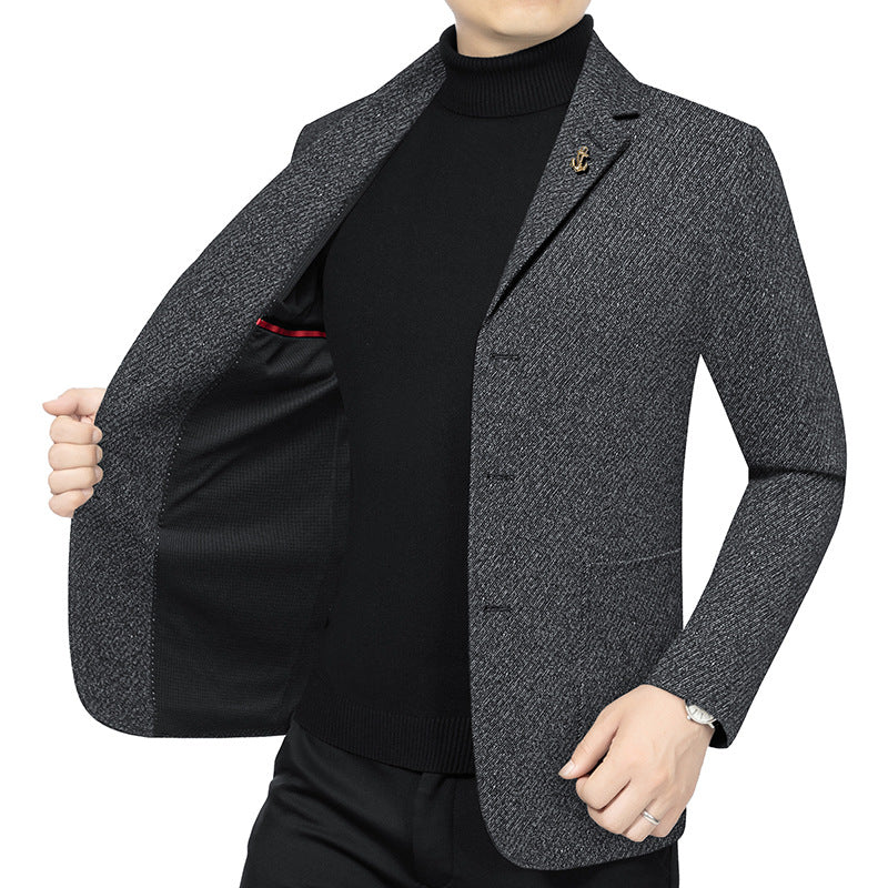 Herren Modernes Einreihiges City-Blazer mit aufgesetzten Taschen und leichter Halbfütterung EB