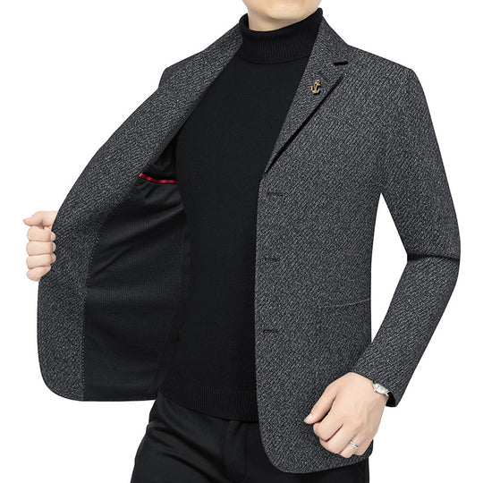 Herren Modernes Einreihiges City-Blazer mit aufgesetzten Taschen und leichter Halbfütterung EB