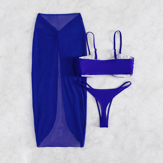 Damen Bikiniset mit Wickelrock und eleganter Detail EB