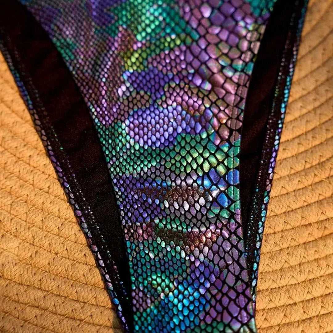 Damen Triangel-Bikini mit schimmerndem Schlangendesign EB