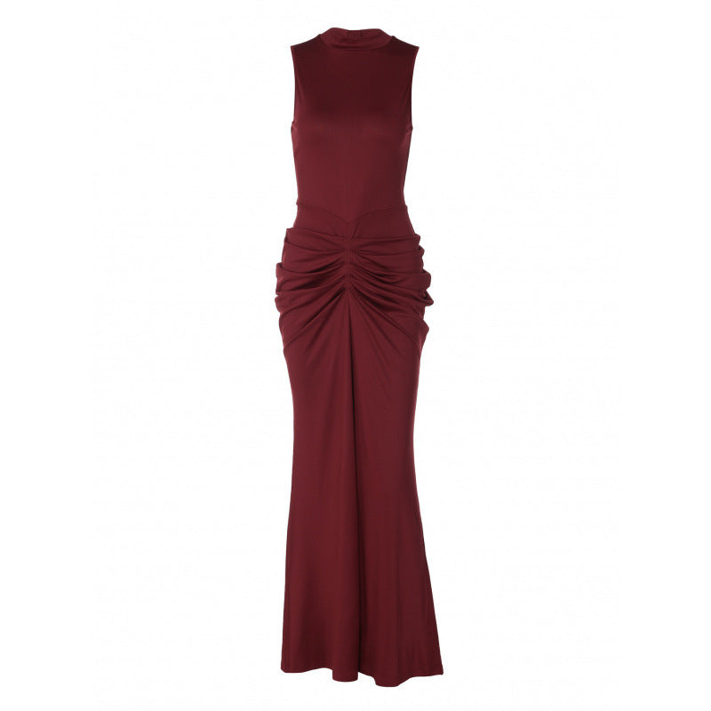 Damen Elegantes Maxikleid mit figurschmeichelndem Schnitt und hochgeschlossenem Design EB