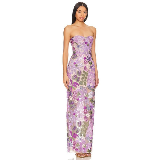 Damen Schickes Abendkleid mit floralem Design und figurbetonter Silhouette EB