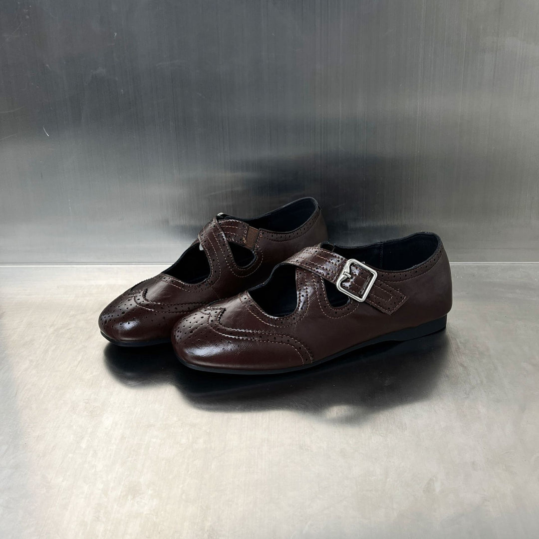 Damen elegante Ballerinas mit modischer Schnallenverzierung und atmungsaktivem Innenfutter EB