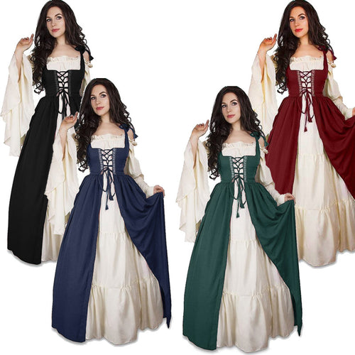 Damen historisches Kleid mit romantischem V-Ausschnitt und voluminösen Ärmeln EB