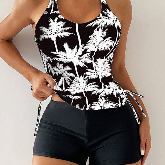 Damen Sportliches Tankini-Set mit verstellbaren Seitenschnüren EB