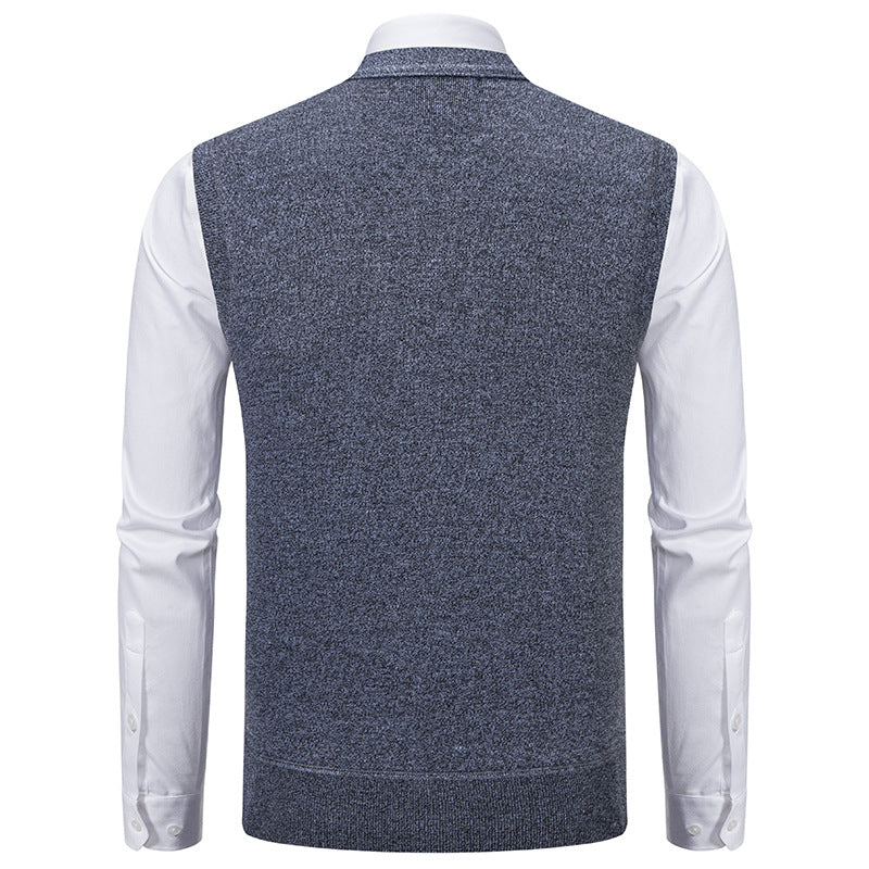 Herren nan V-Ausschnitt Strickweste mit Zopfmuster, durchgehender Knopfleiste und Eingrifftaschen EB