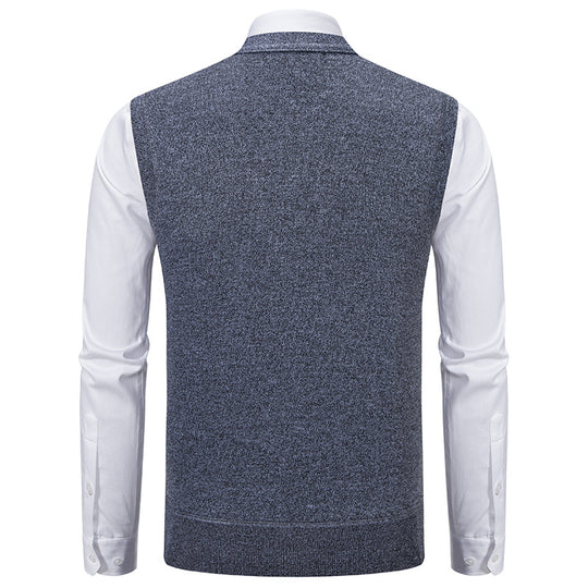Herren nan V-Ausschnitt Strickweste mit Zopfmuster, durchgehender Knopfleiste und Eingrifftaschen EB