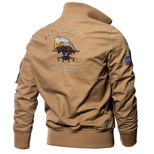 Herren nan leichte Utility Bomberjacke mit bestickten Abzeichen und Taschen EB
