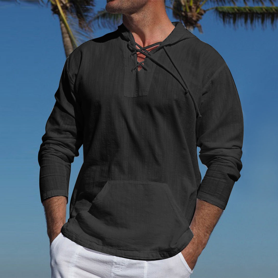 Damen lässiger Langarm-Hoodie mit Kängurutasche und Kapuze EB