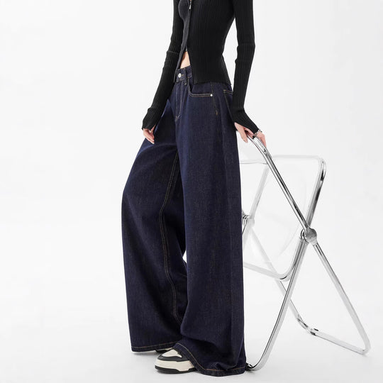 Damen weite Denim-Jeans im lässigen Stil mit hoch geschnittenem Bund und modernen Features EB