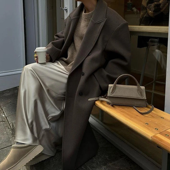 Damen Eleganter Wollmantel im Doppelreiher-Stil EB