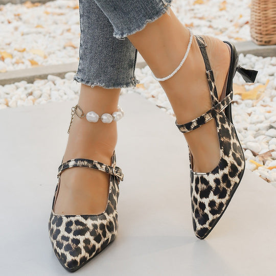 Damen elegante Slingback-Pumps mit Leoprint EB