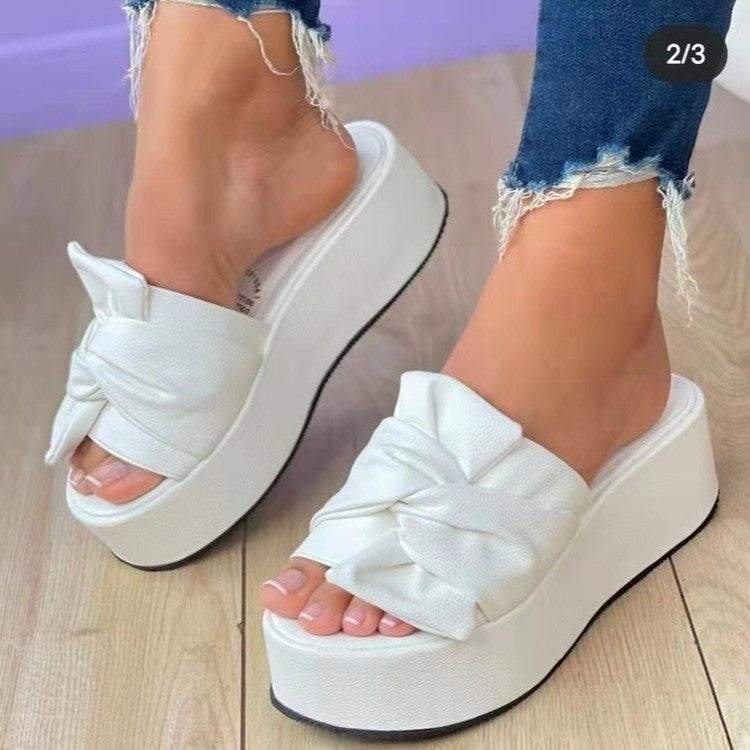 Damen Wedge-Pantoletten mit stilvollem Knotendesign und rutschfester Sohle EB