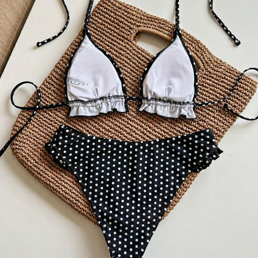 Damen Triangel-Bikini mit Rüschendetails und verstellbaren Trägern EB