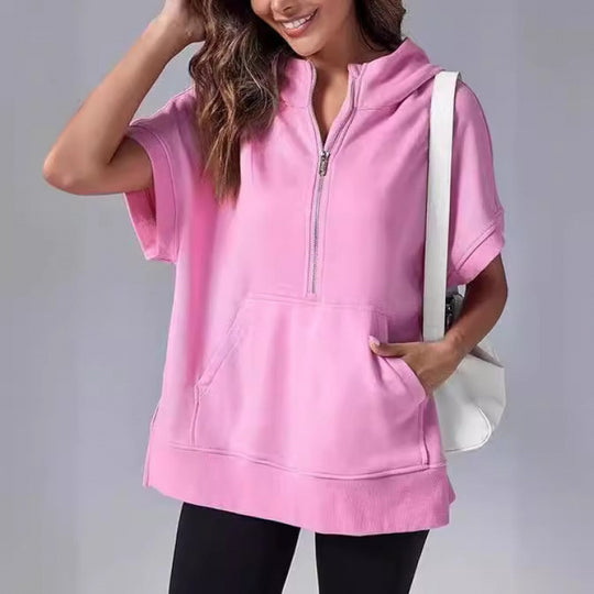 Damen Lässiger Kapuzenpullover mit Reißverschluss und praktischen Taschen EB