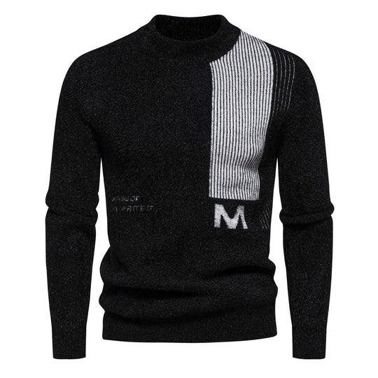 Herren Hochwertiger Strickpullover mit modernem Stehkragen und strukturiertem Design EB