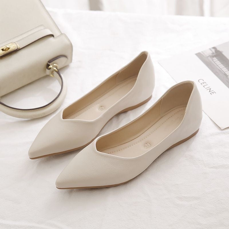 Damen Elegante Ballerinas aus hochwertigem Leder mit modischem V-Ausschnitt EB