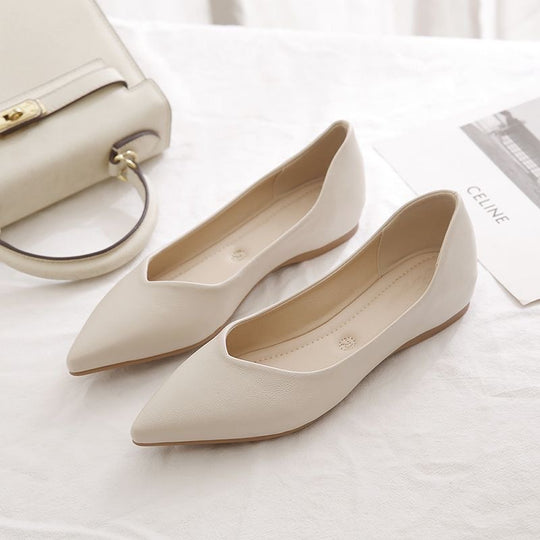 Damen Elegante Ballerinas aus hochwertigem Leder mit modischem V-Ausschnitt EB