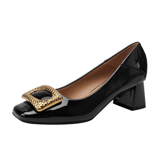 Damen elegante Lackpumps mit dekorativer Schnalle EB