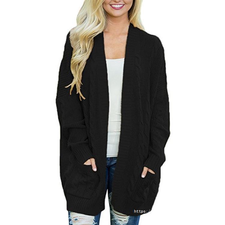 Damen Grobstrick Cardigan mit tiefen Taschen und eleganter Struktur EB