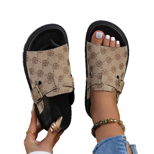 Damen Komfortable Slide-Sandalen mit modischem Riemendesign EB